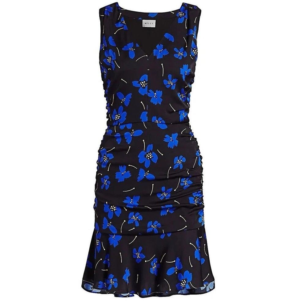 Milly Pam Floral Butterfly Silk Ruffle Mini Dress 8